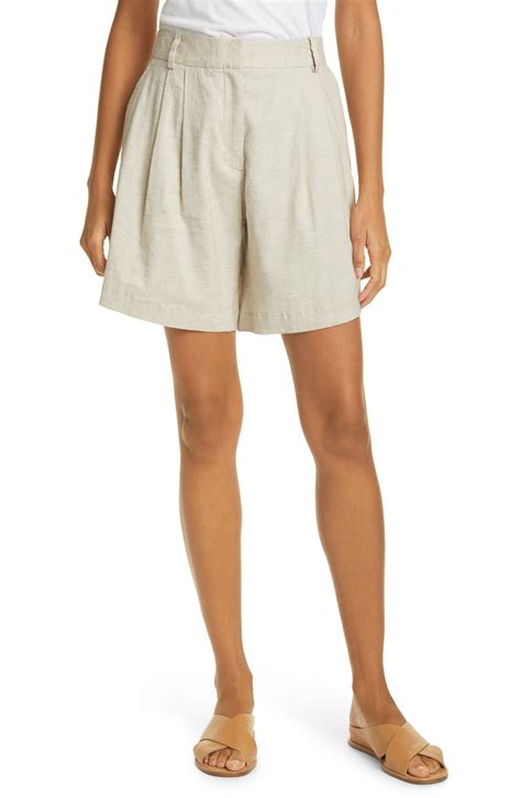 Pleated Linen Blend Shorts 